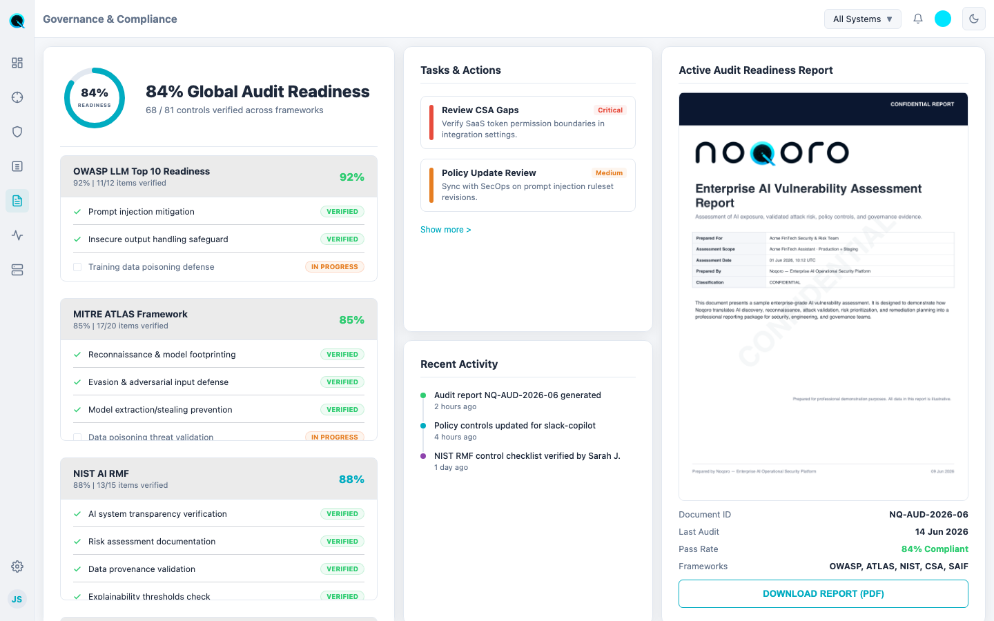 Noqoro Governance & Compliance Light Mode